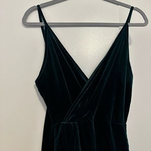 Emerald green velvet wrap dress
